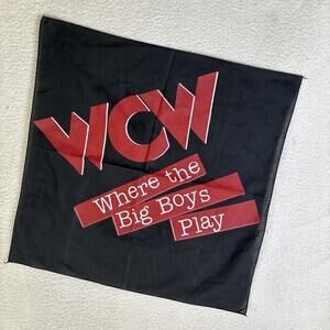 Vintage WCW Where Big Boys Play Bandana Flag Banner Tapestry 21x20 90s Wrestling